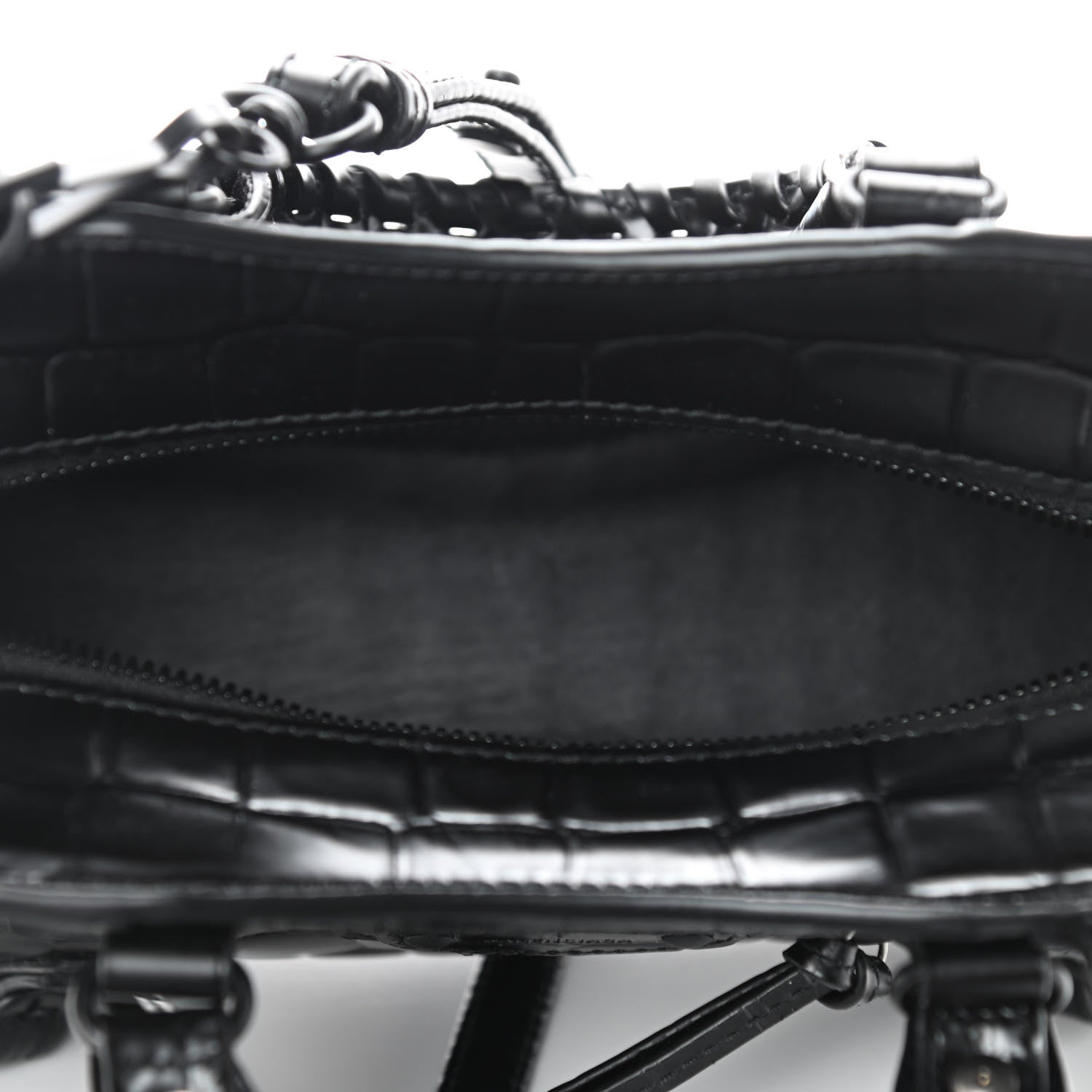 Balenciaga Semi Shiny Calfskin Crocodile Embossed Neo Classic Black Hardware Mini City Black 5 of 10