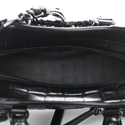 Balenciaga Semi Shiny Calfskin Crocodile Embossed Neo Classic Black Hardware Mini City Black 5 of 10