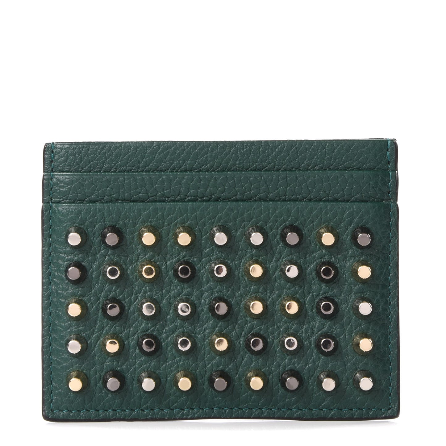 Grained Calfskin Spikes Kios Simple Card Holder Jungle
