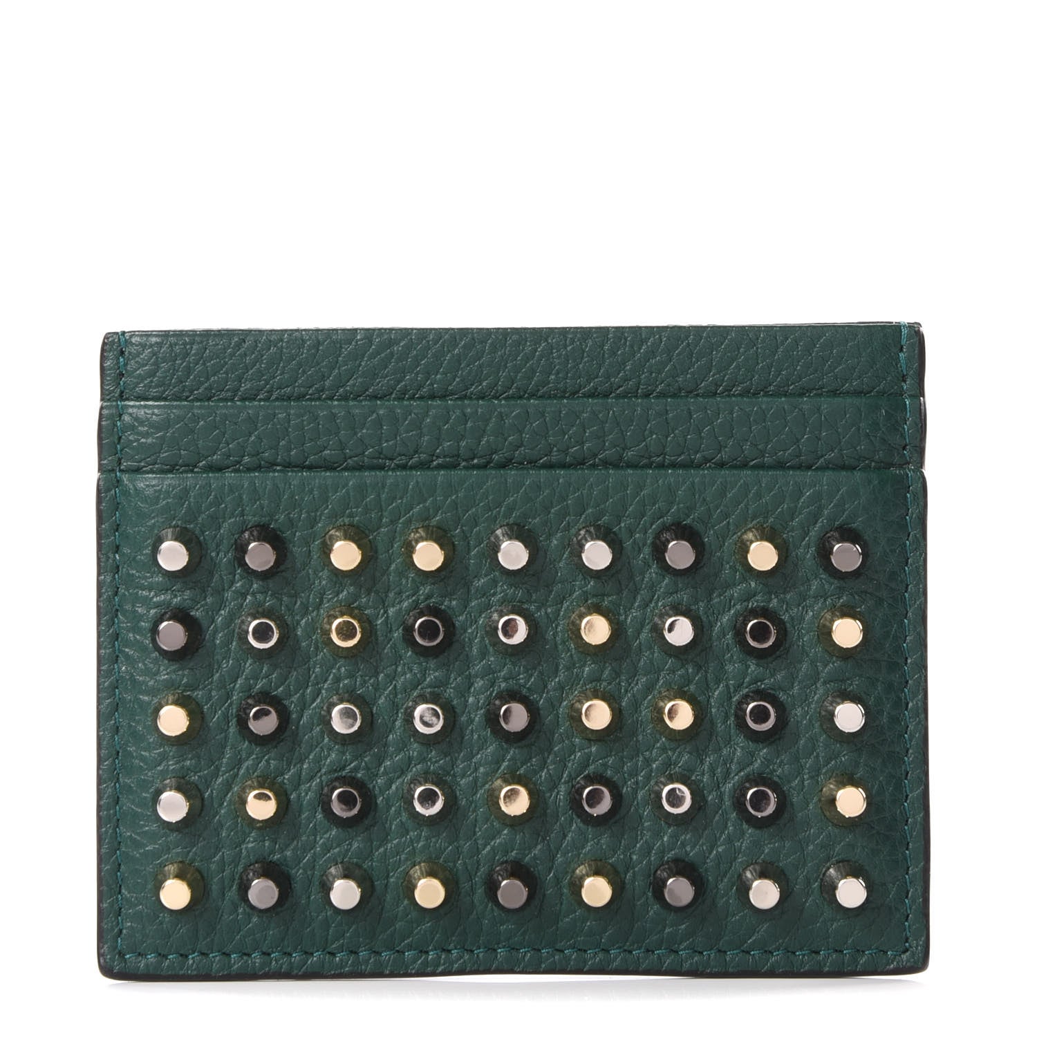 Christian Louboutin Grained Calfskin Spikes Kios Simple Card Holder Jungle 1 of 5