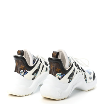 Louis Vuitton Flower Printed Calfskin Monogram LV Archlight Sneakers 39 Black Blue 4 of 11