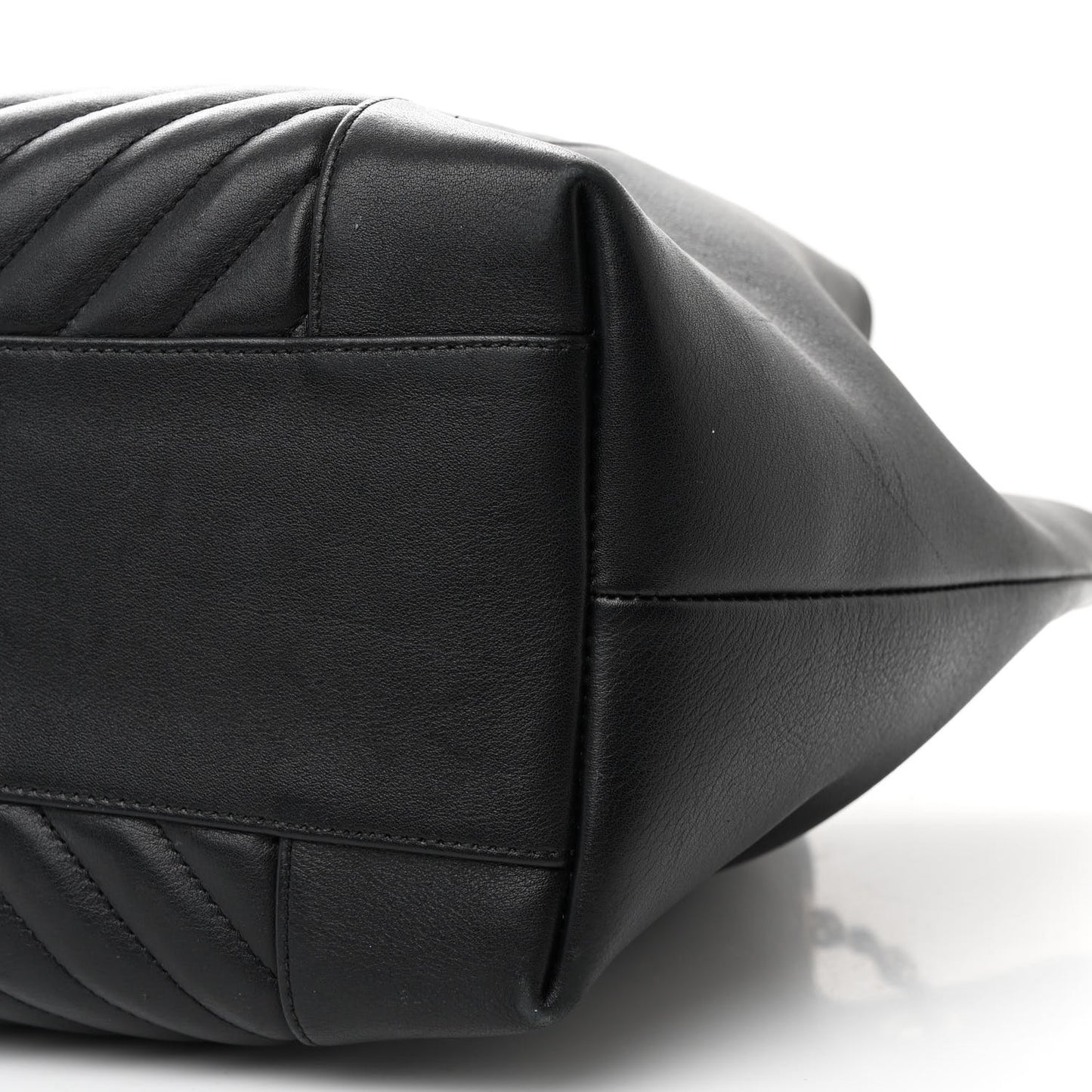 Calfskin Quilted Large Daily Shopping Bag Black