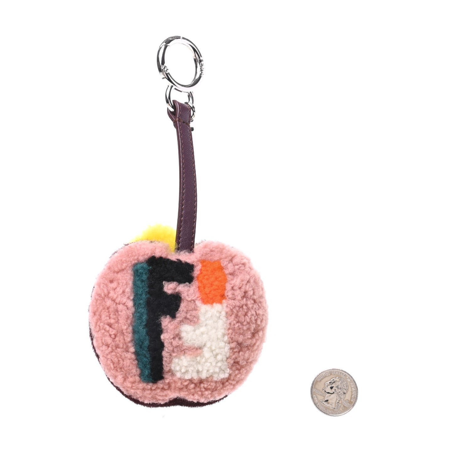 Shearling Lambskin Calf Hair Apple Bag Charm Bois De Rose Multicolor