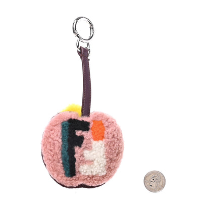 Fendi Shearling Lambskin Calf Hair Apple Bag Charm Bois De Rose Multicolor 2 of 5