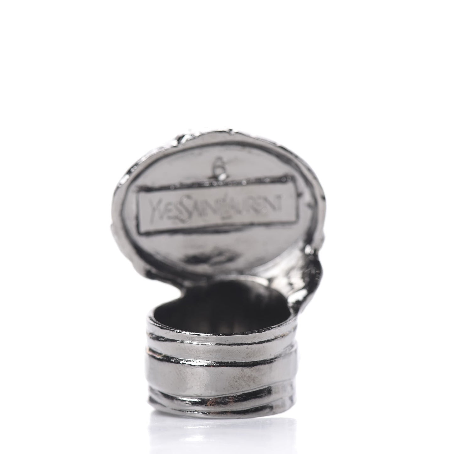 Glass Cabochon Gunmetal Arty Ovale Ring 6 Black