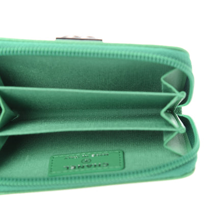 Chanel Caviar Quilted Boy Zip Around Coin Purse Wallet Green 5 of 11