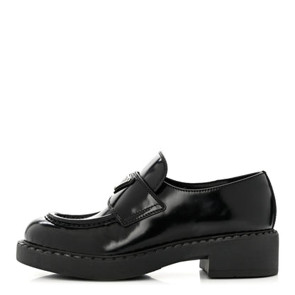 Prada Spazzolato Metal Triangle Logo 50mm Loafers 35 Black 1 of 9