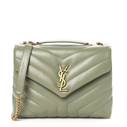 Saint Laurent Calfskin Y Quilted Monogram Small Loulou Chain Satchel Light Sage 1 of 10