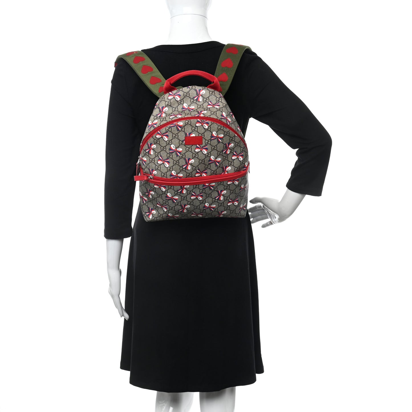 GG Supreme Monogram Sylvie Bow Print Childrens Backpack Red