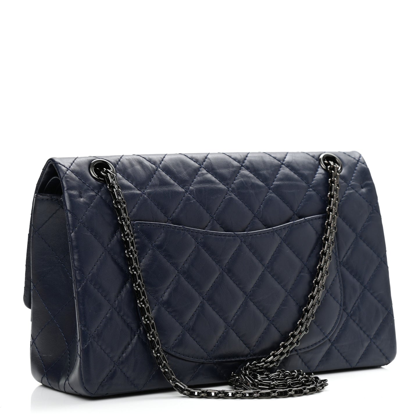 Aged Calfskin Quilted 2.55 Reissue 226 Flap Navy Blue