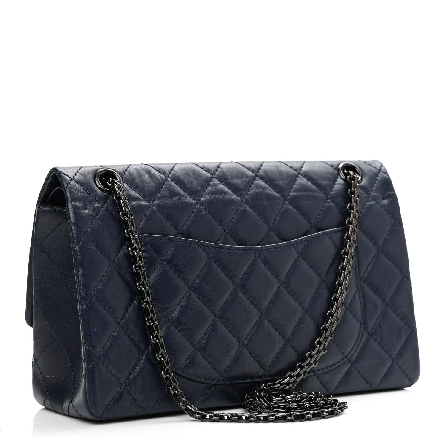 Chanel Aged Calfskin Quilted 2.55 Reissue 226 Flap Navy Blue 3 of 12
