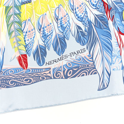 Hermes Silk Danse Pacifique Scarf 90 Bleu Ciel Vert Jaune Vif 4 of 5