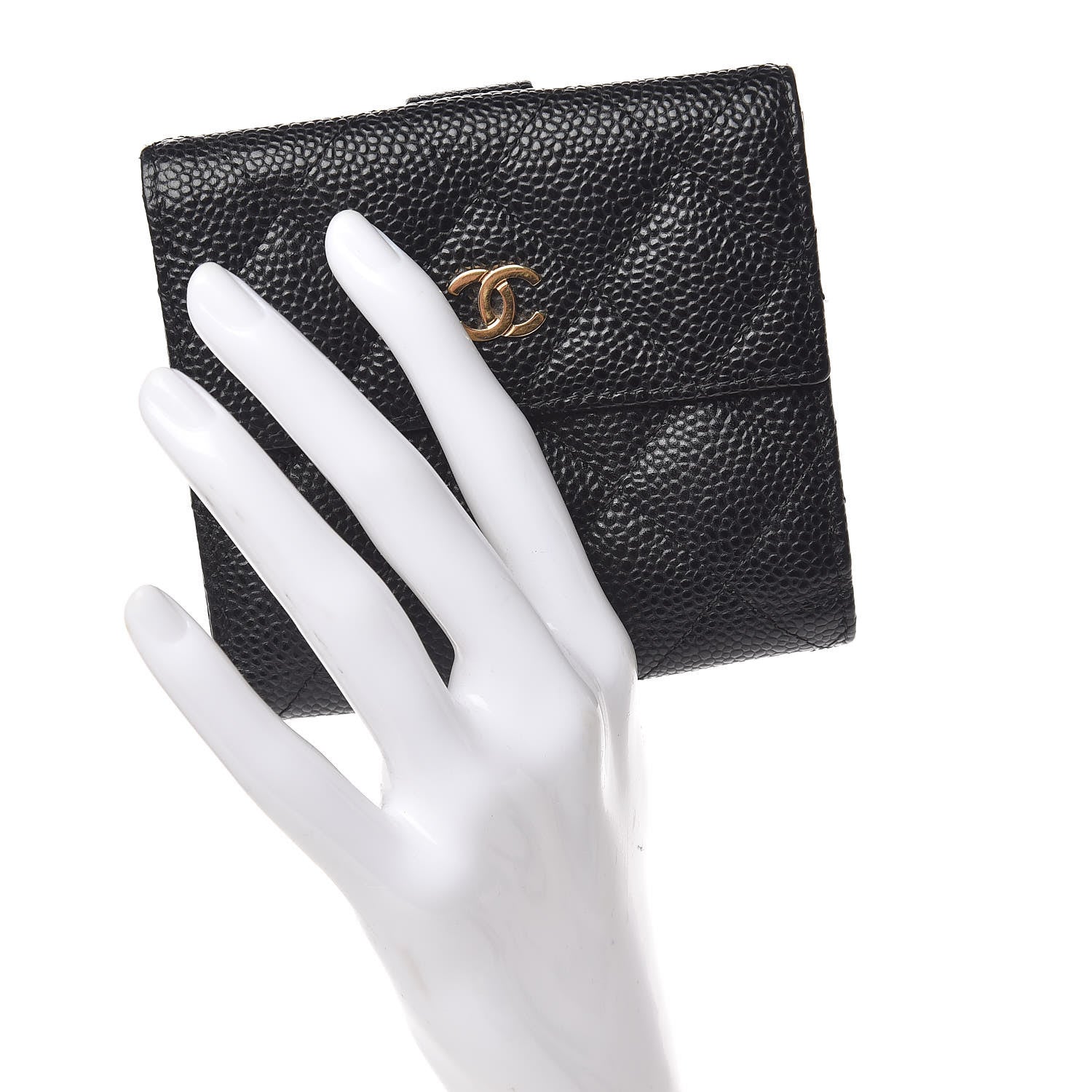 Chanel Caviar Quilted Compact French Flap Wallet Black 2 of 9