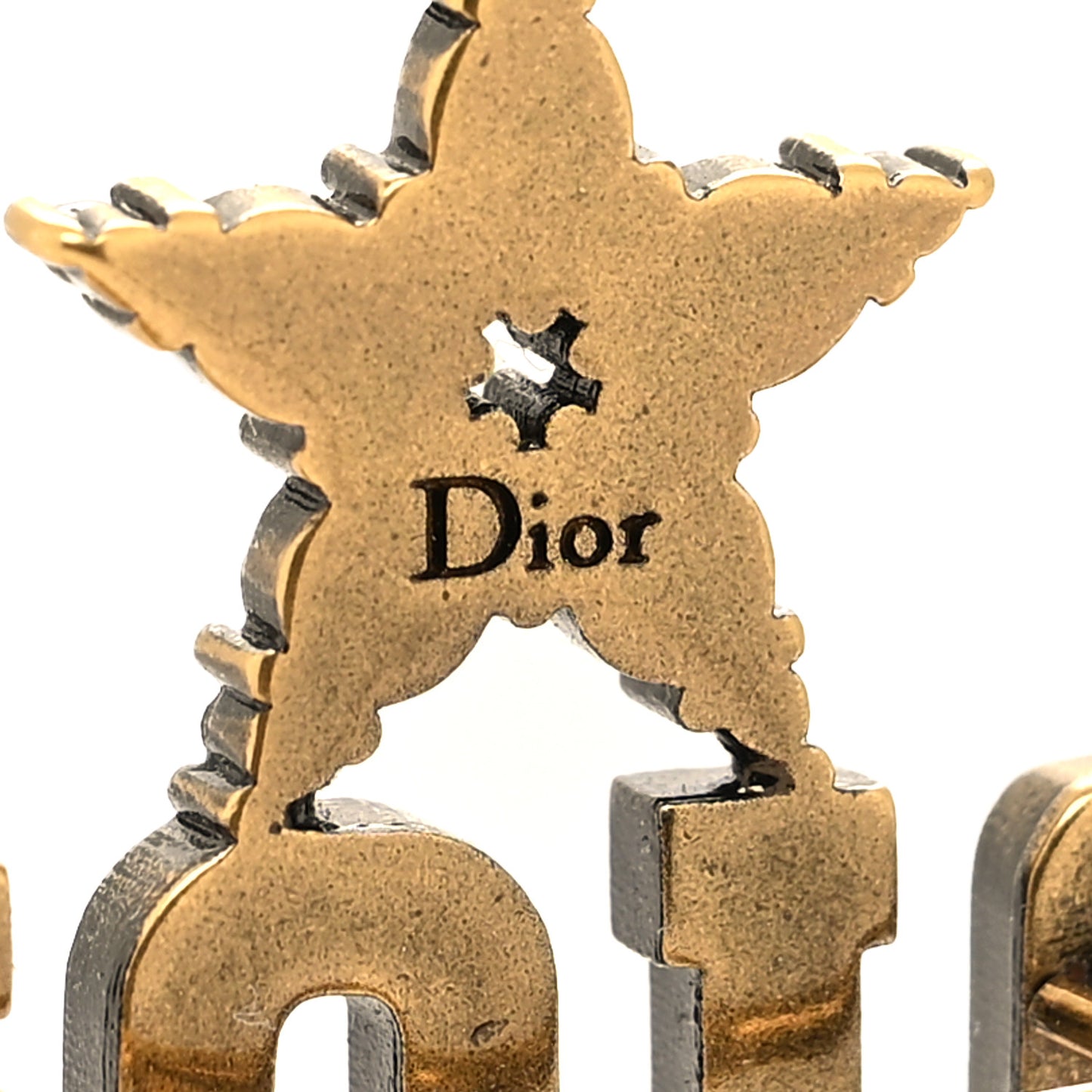 Metal Crystal Dio(r)evolution Logo Brooch Antique Gold