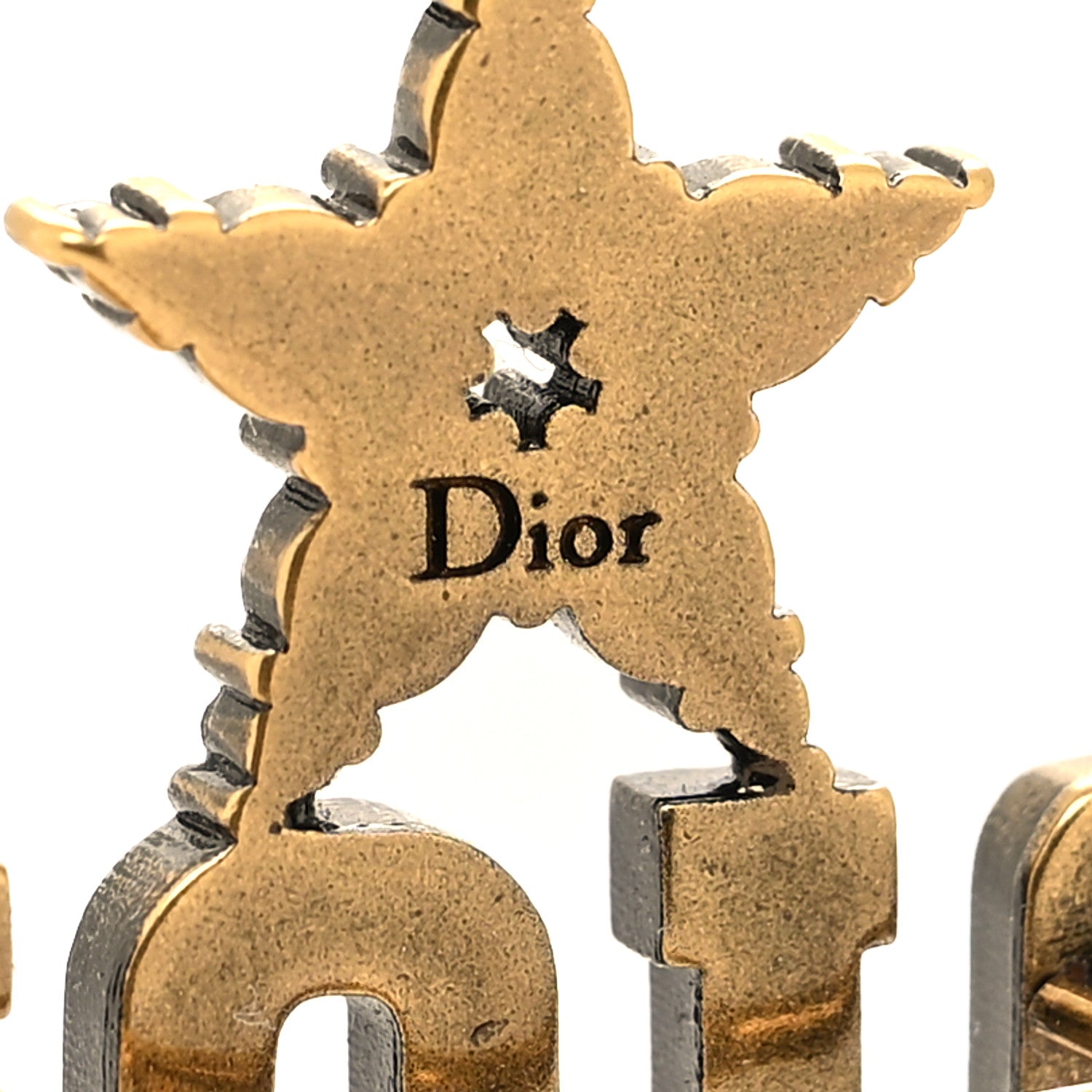 Christian Dior Metal Crystal Dio(r)evolution Logo Brooch Antique Gold 3 of 3