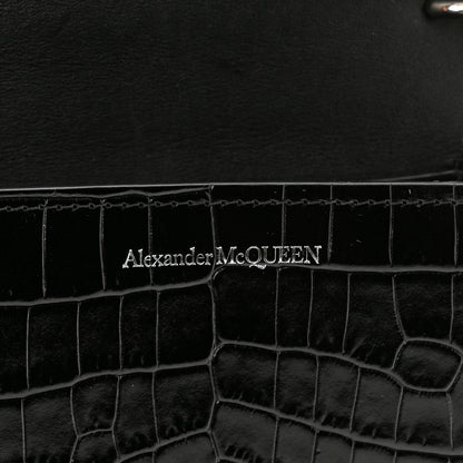 Alexander McQueen Croc Four Ring Knuckle Mini Chain Clutch Black 6 of 13