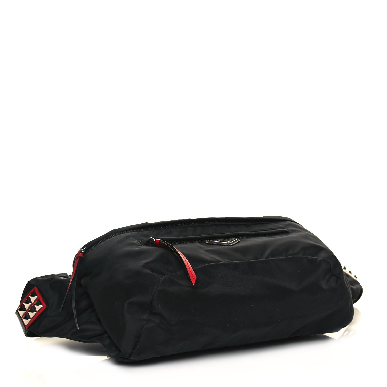 Prada Tessuto Nylon Calfskin Studded Belt Bag Black 3 of 9