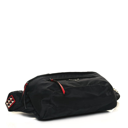 Prada Tessuto Nylon Calfskin Studded Belt Bag Black 3 of 9