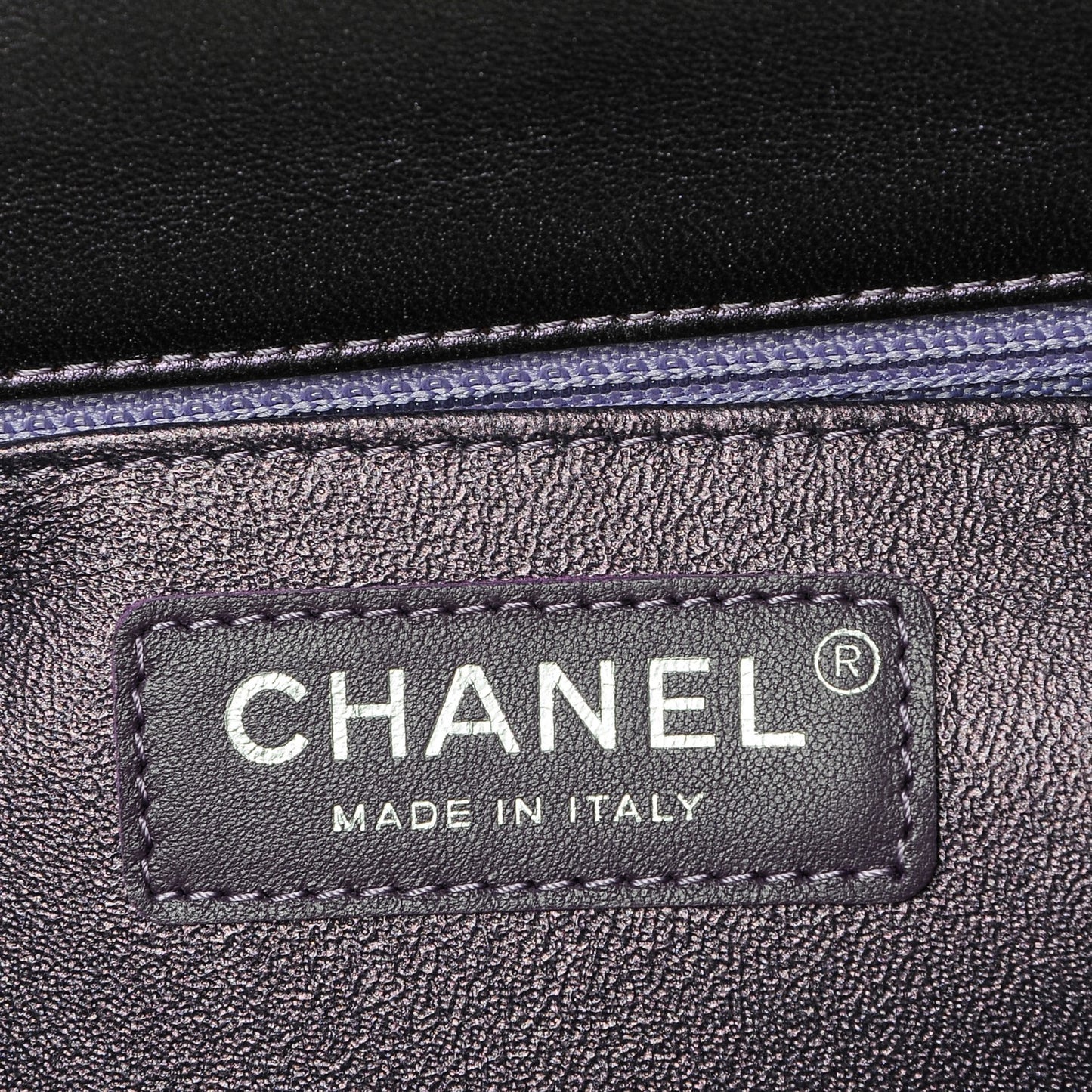 Iridescent Lambskin Quilted Mini Square Flap Dark Purple