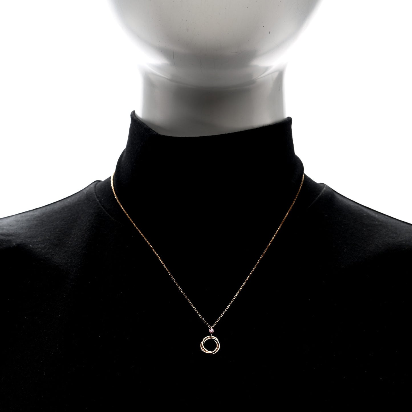 18K Pink Yellow White Gold Pink Spinel Trinity Pendant Necklace