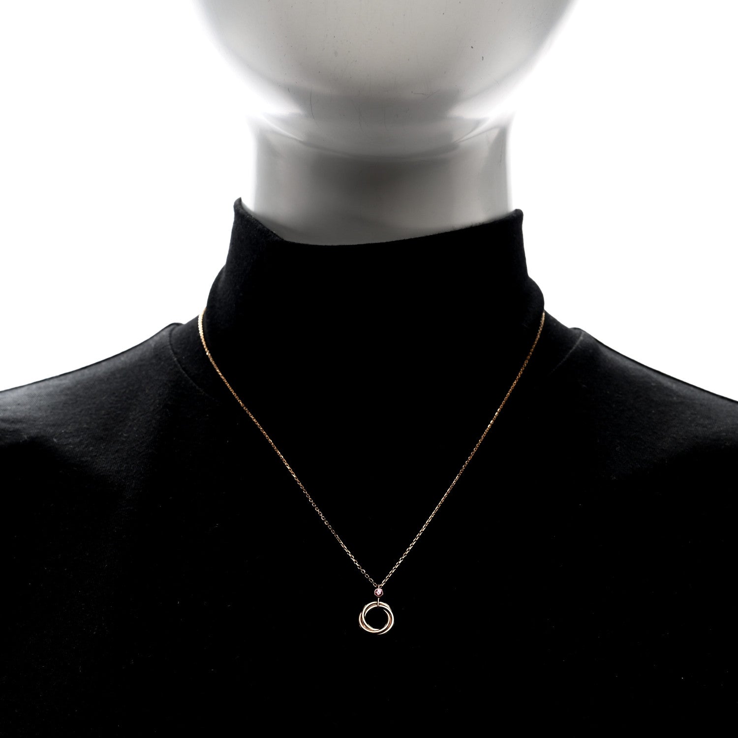 Cartier 18K Pink Yellow White Gold Pink Spinel Trinity Pendant Necklace 2 of 4