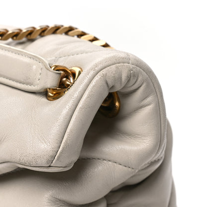 Saint Laurent Lambskin Quilted Medium Loulou Puffer Monogram Chain Satchel Crema Soft 12 of 12