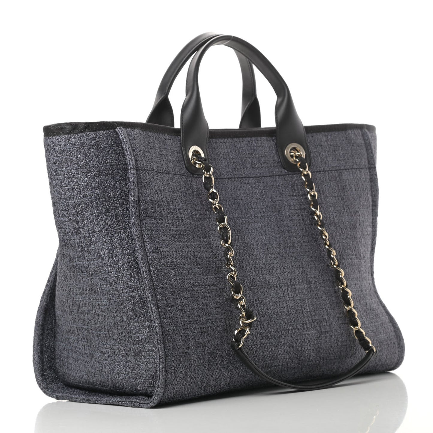 Lurex Boucle Medium Deauville Tote Black