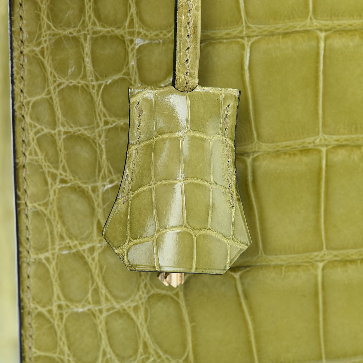 Shiny Alligator Kelly Sellier 32 Vert Chartreuse