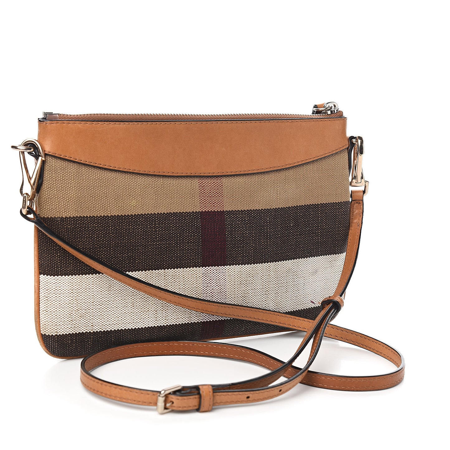 Mega Check Peyton Crossbody Clutch Bag Saddle Brown