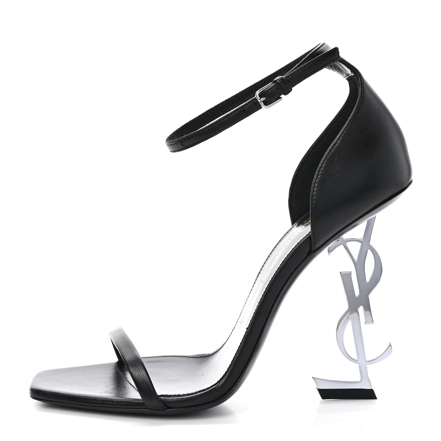 Saint Laurent Calfskin Opyum 110 Sandals 38 Black Silver 1 of 8
