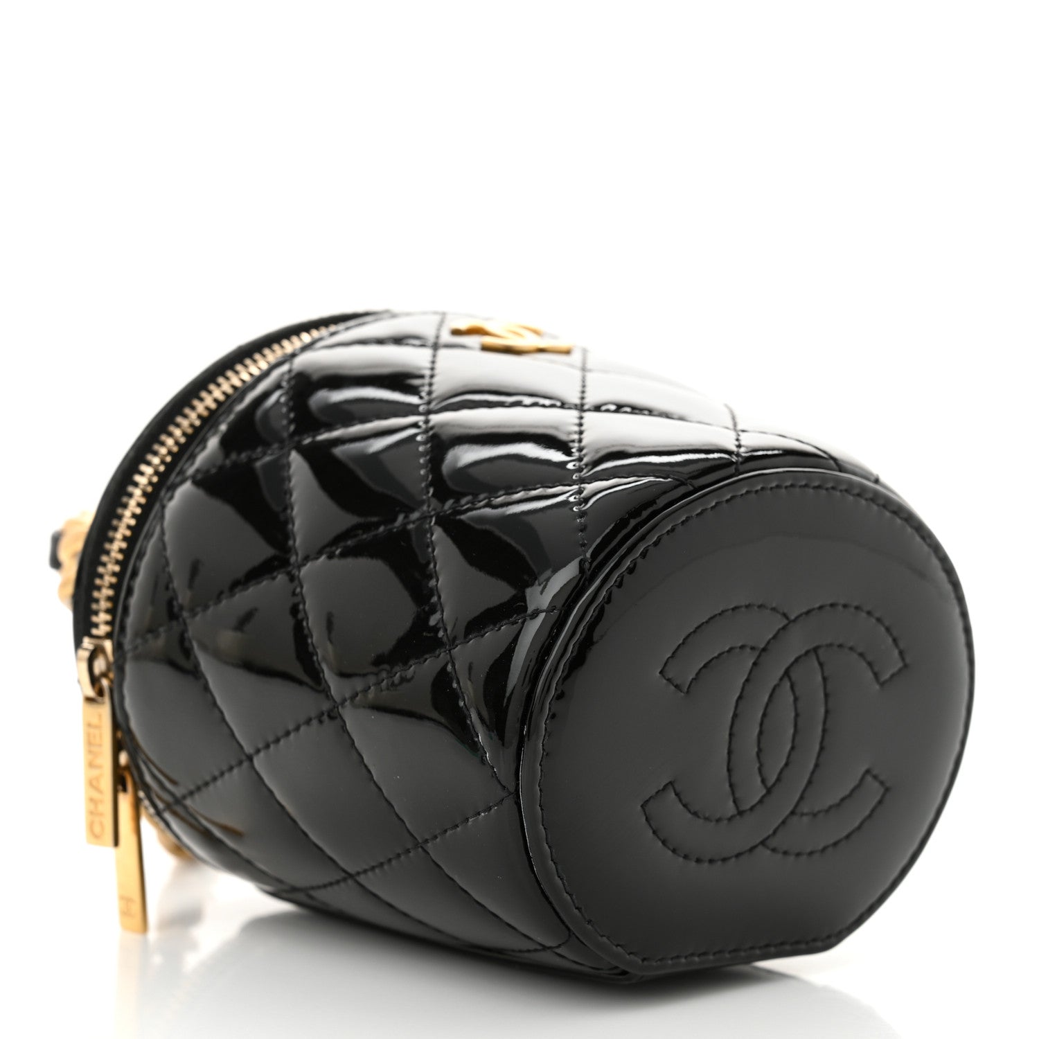 Chanel Patent Quilted Afternoon Tea Top Handle Vanity Case With Chain Black 4 of 11