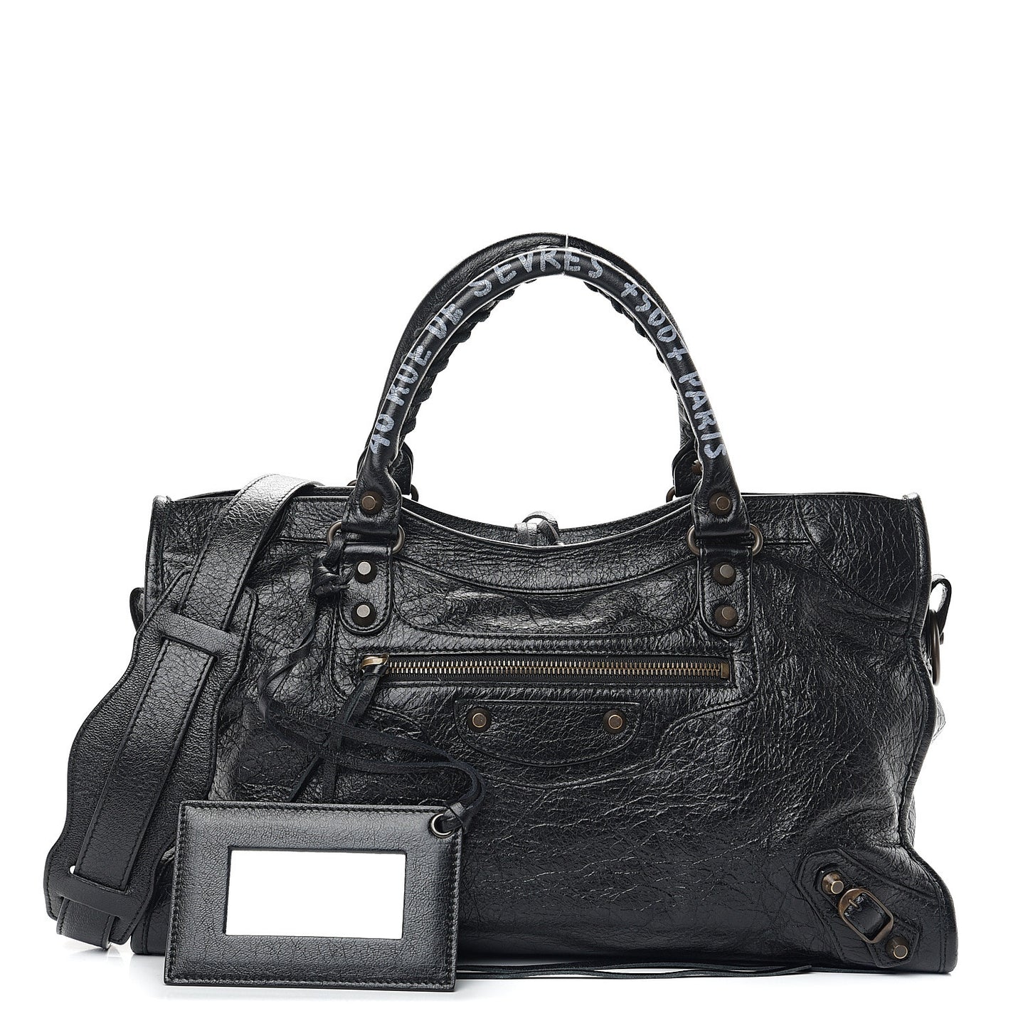 Agneau Arena Graffiti Short Strap Classic Hardware City Black White