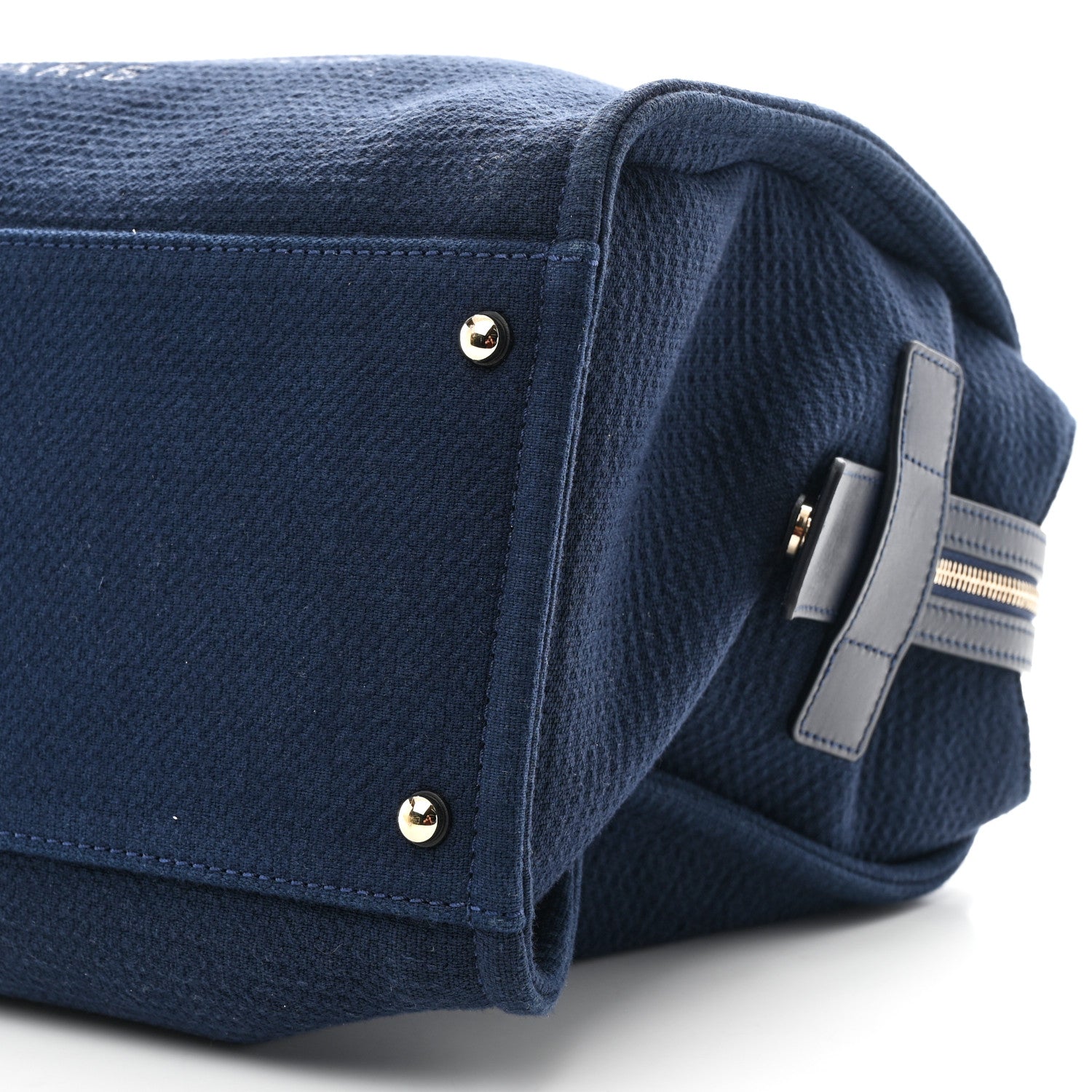 Chanel Mixed Fibers Large Deauville Bowling Bag Navy Blue 10 of 10