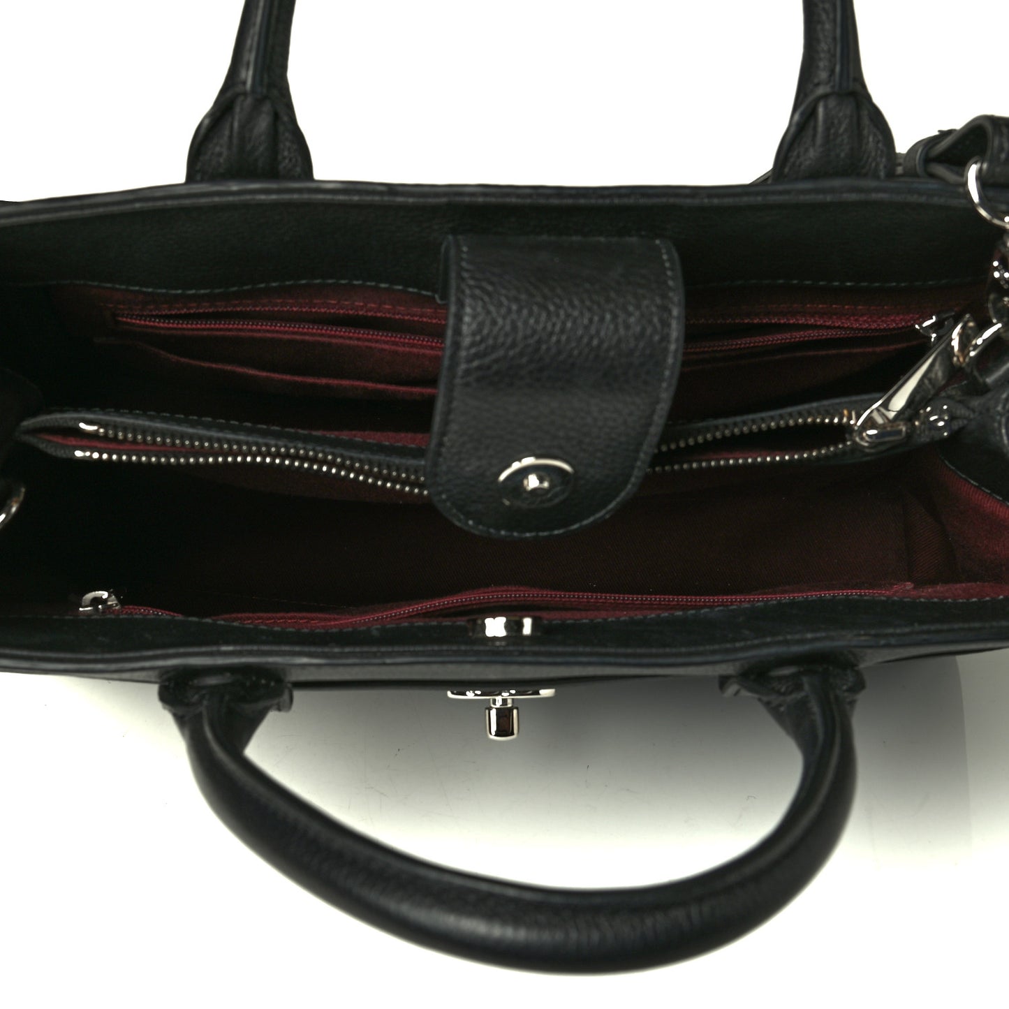 Grained Calfskin Small Neo Executive Shopper Tote Black