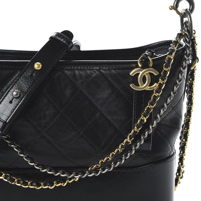 Chanel Aged Calfskin Quilted Small Gabrielle Logo Hobo Black 10 of 10
