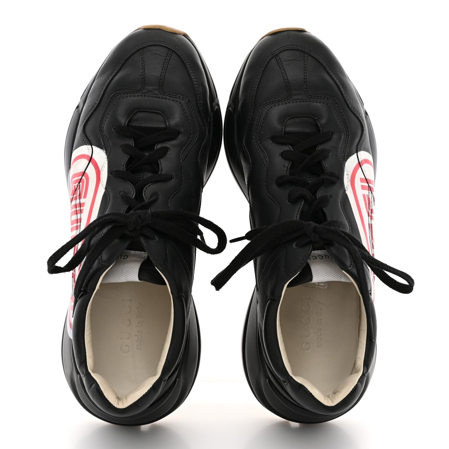 Gucci X SEGA Calfskin Logo Mens Rhyton Sneakers 9 Black 2 of 10