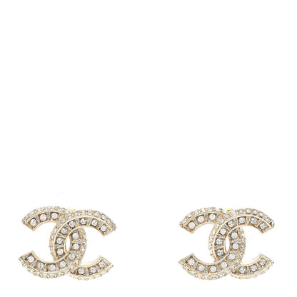 Chanel Crystal Timeless CC Earrings Light Gold 1 of 5