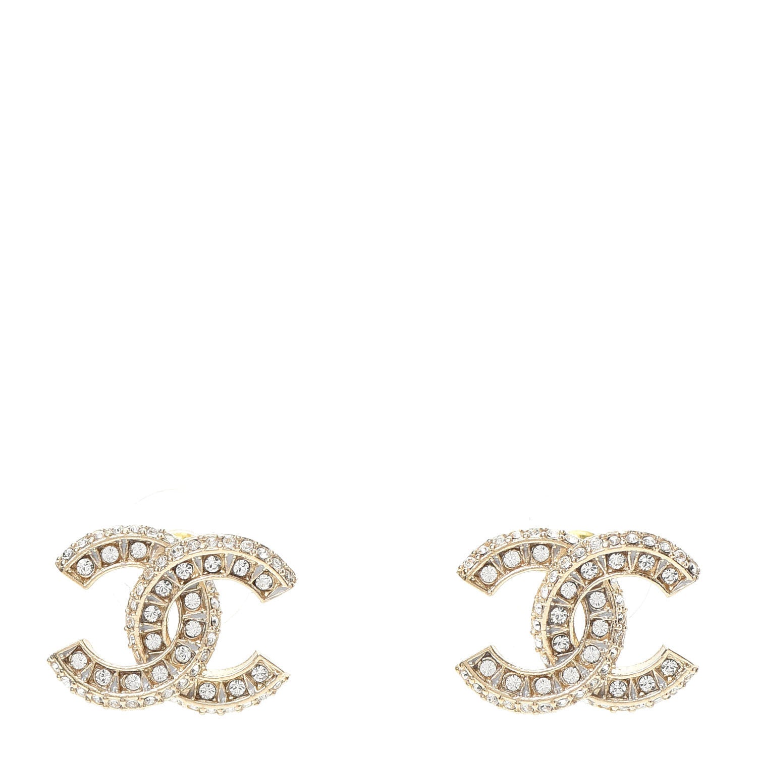 Chanel Crystal Timeless CC Earrings Light Gold 1 of 4