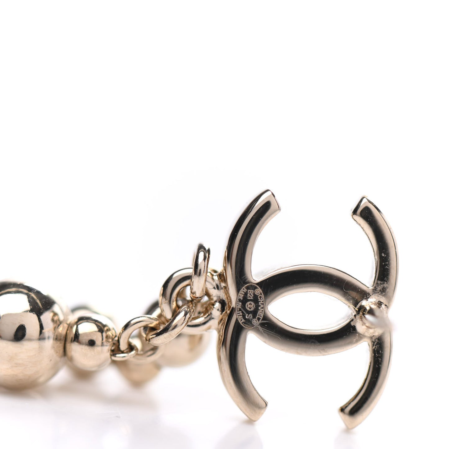 Metal CC Bead Drop Earrings Gold