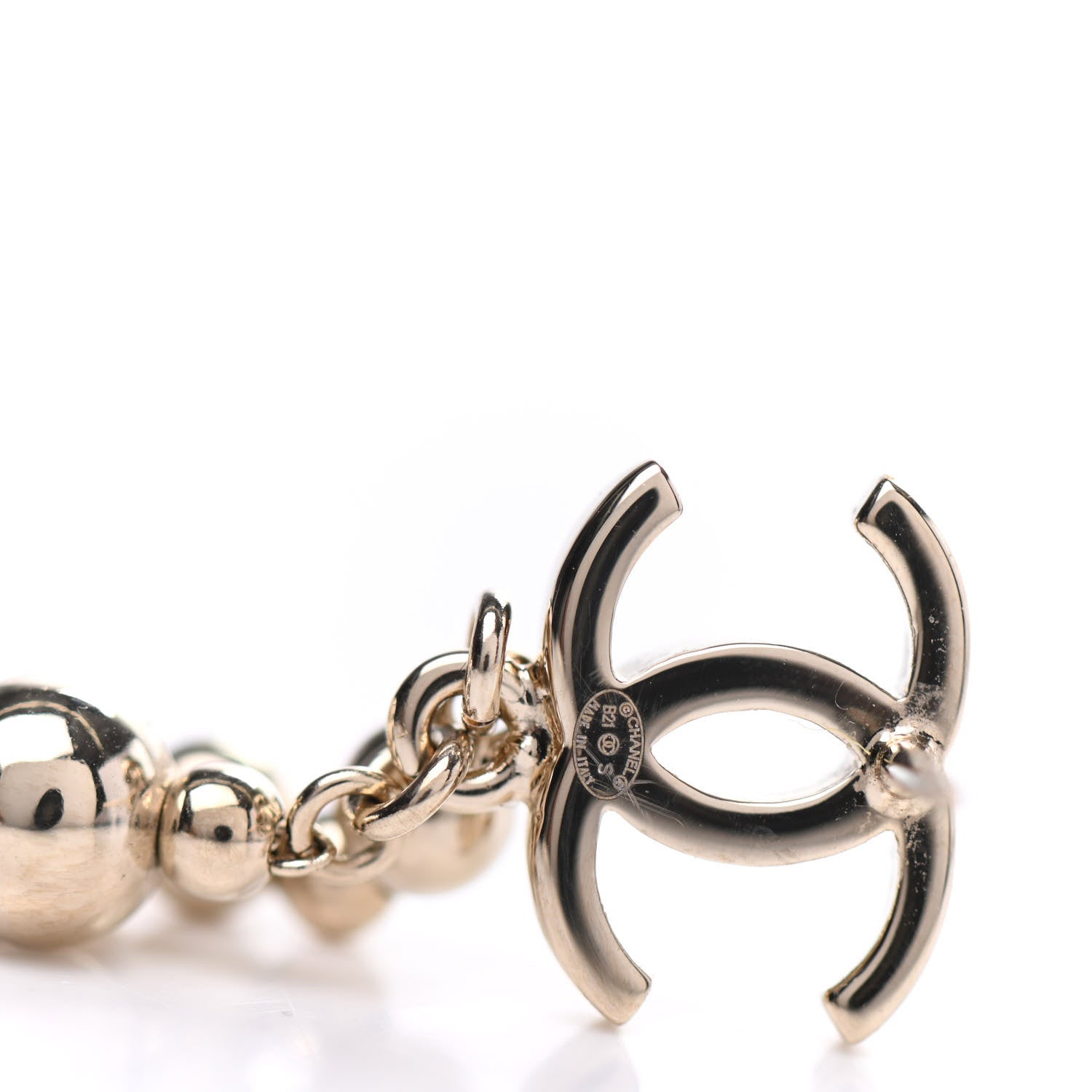 Chanel Metal CC Bead Drop Earrings Gold 4 of 5
