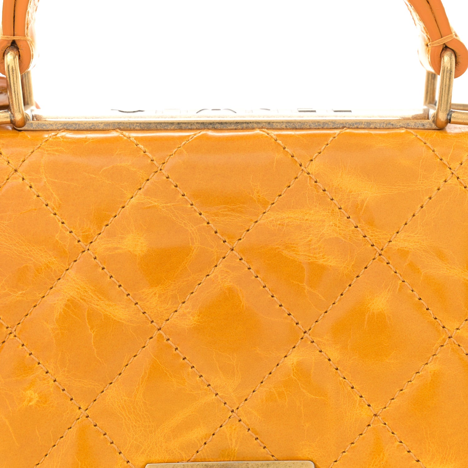 Chanel Glazed Calfskin Quilted Small Rita Top Handle Flap Yellow 7 of 9