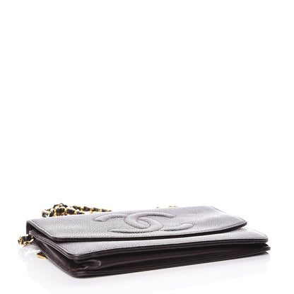 Chanel Caviar Timeless CC Wallet On Chain WOC Dark Brown 4 of 16