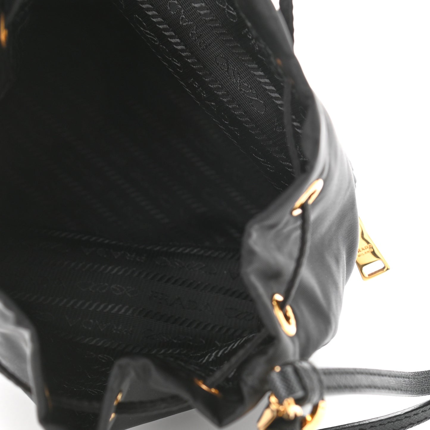Saffiano Tessuto Nylon Mini Bucket Crossbody Bag Black