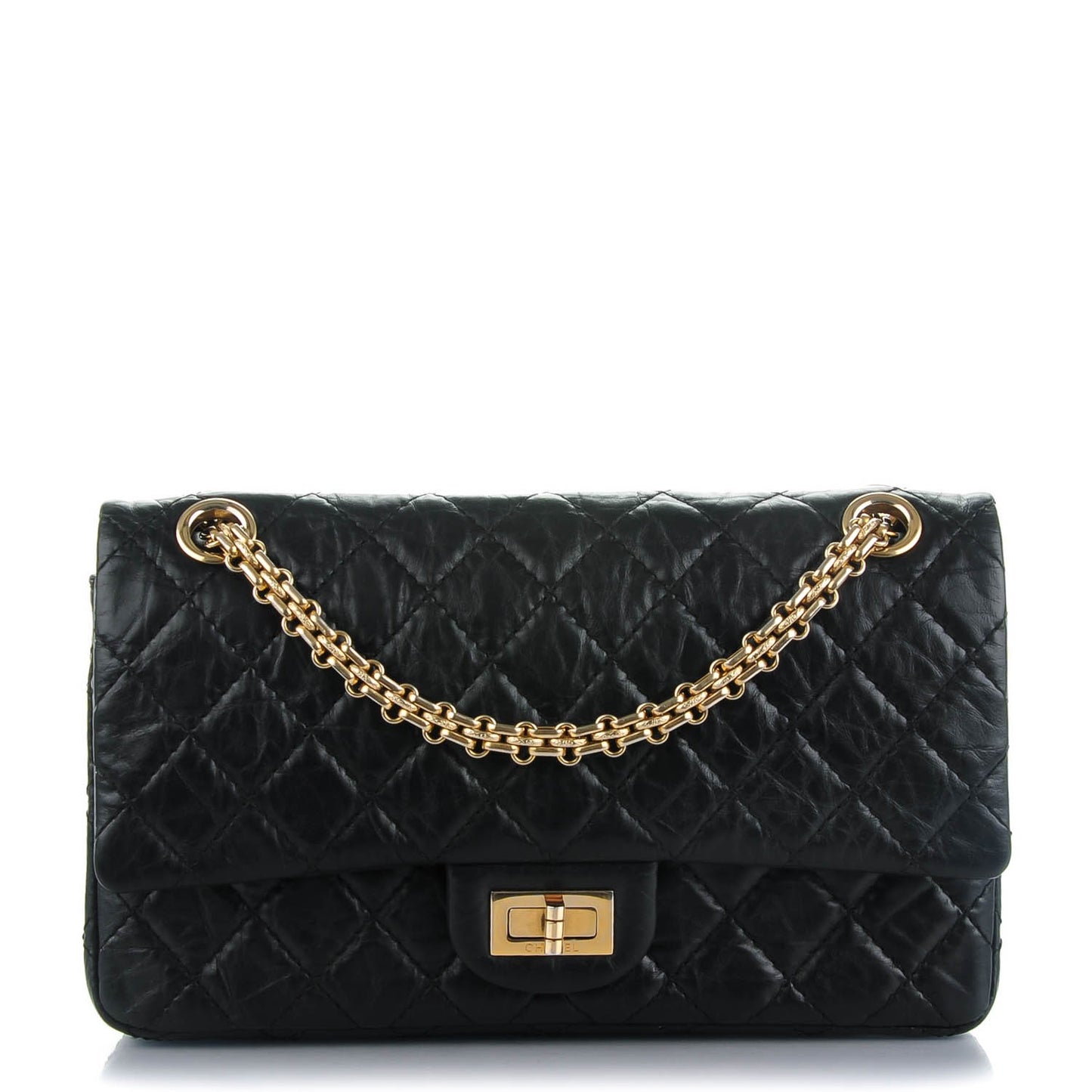Aged Calfskin Quilted 2.55 Reissue 225 Flap Black