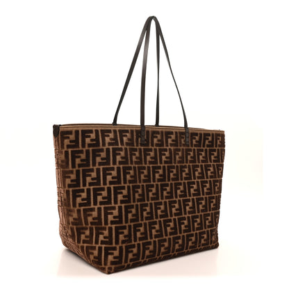 Fendi Velluto Jacquard Vitello Grace FF Large Reversible Shopping Tote Chocolate 3 of 10