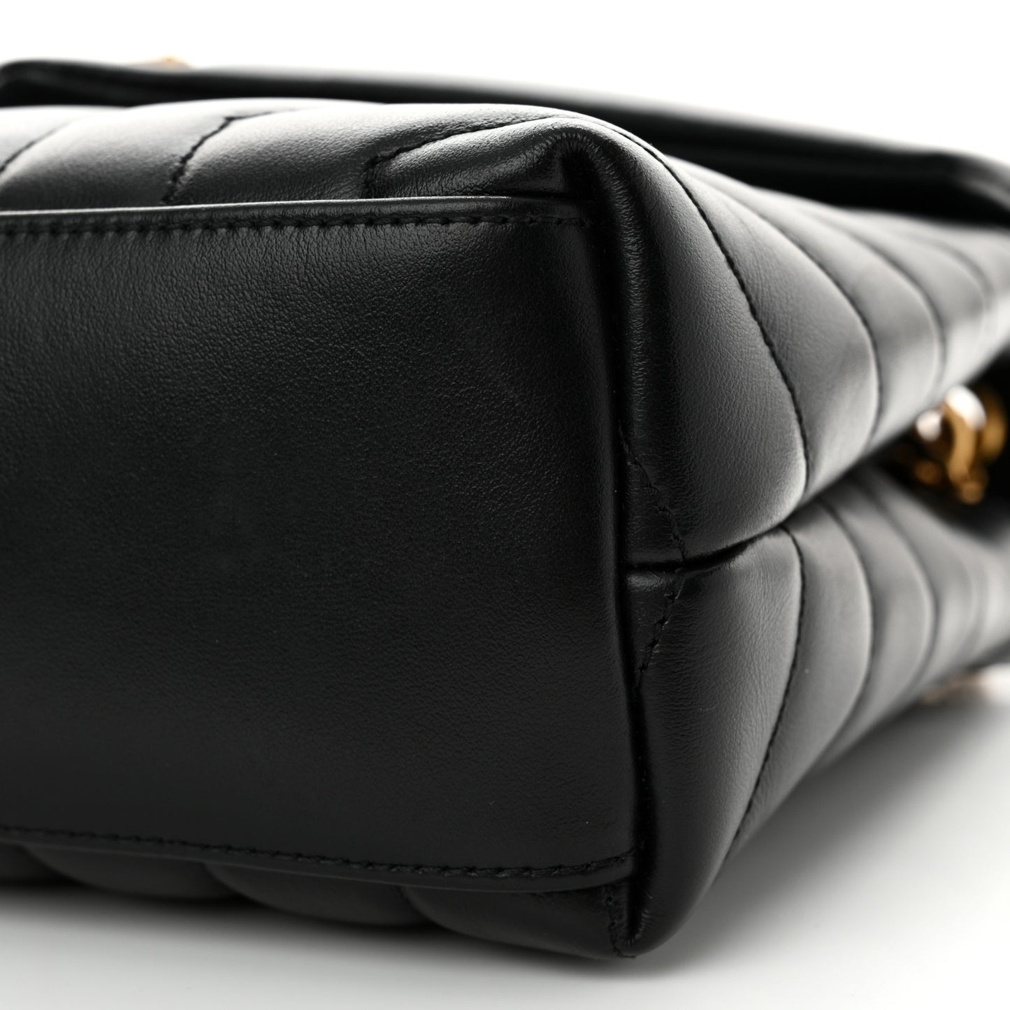 Calfskin Y Quilted Monogram Small Loulou Chain Satchel Black