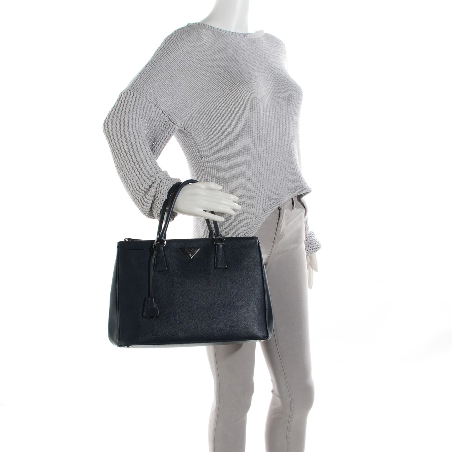 Saffiano Medium Galleria Double Zip Tote Baltico