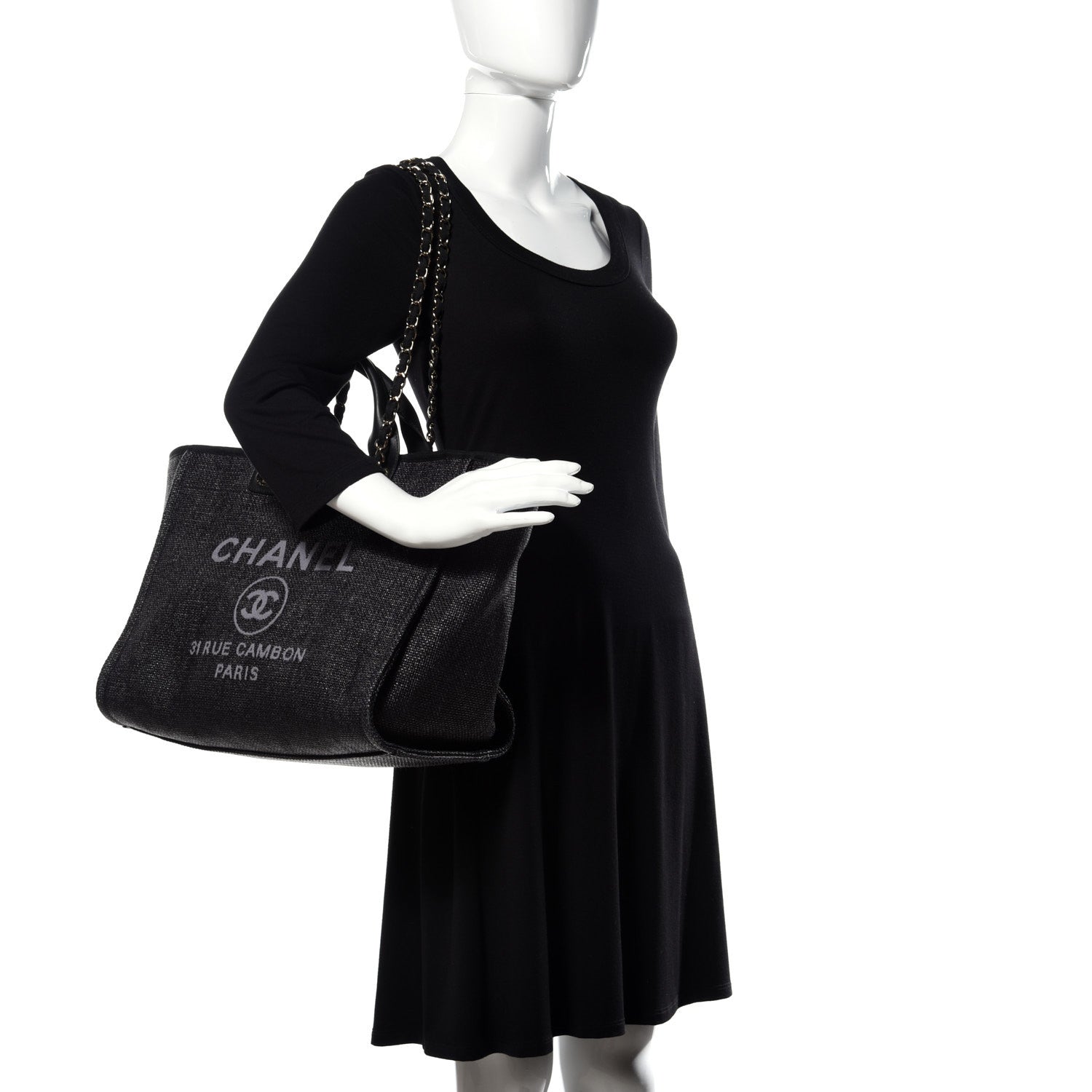 Chanel Woven Straw Raffia Medium Deauville Tote Navy 2 of 14