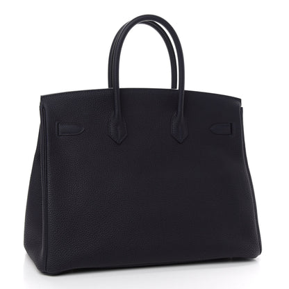 Hermes Togo Swift Officier Birkin 35 Bleu Nuit Vert Cypress 3 of 12