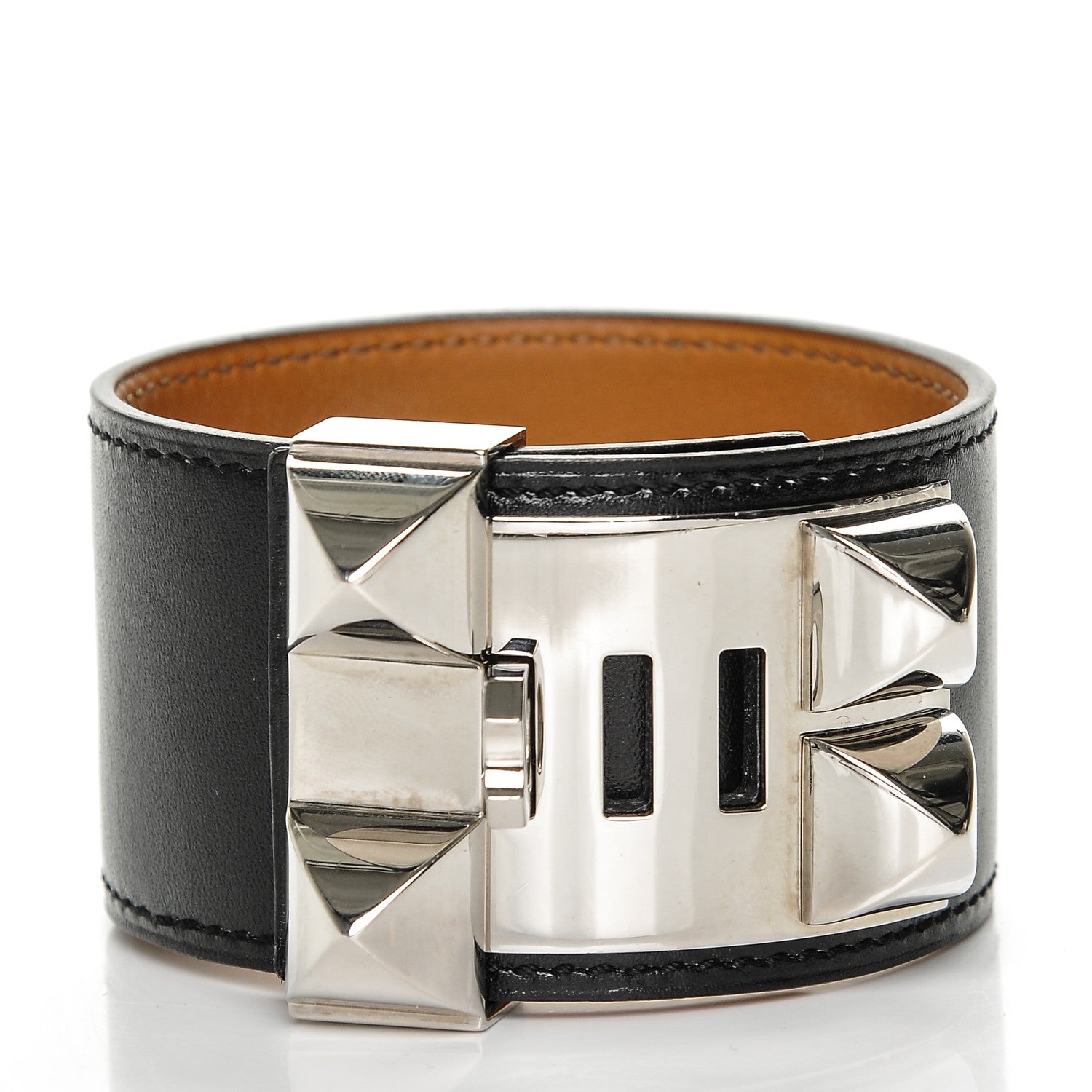 Hermes Box Calfskin Collier de Chien CDC Bracelet L Black 3 of 5